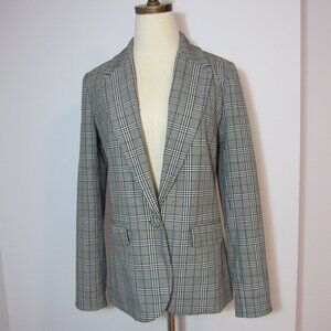 A New Day Black/White/Gray Plaid One Button Oversized Blazer Size 2